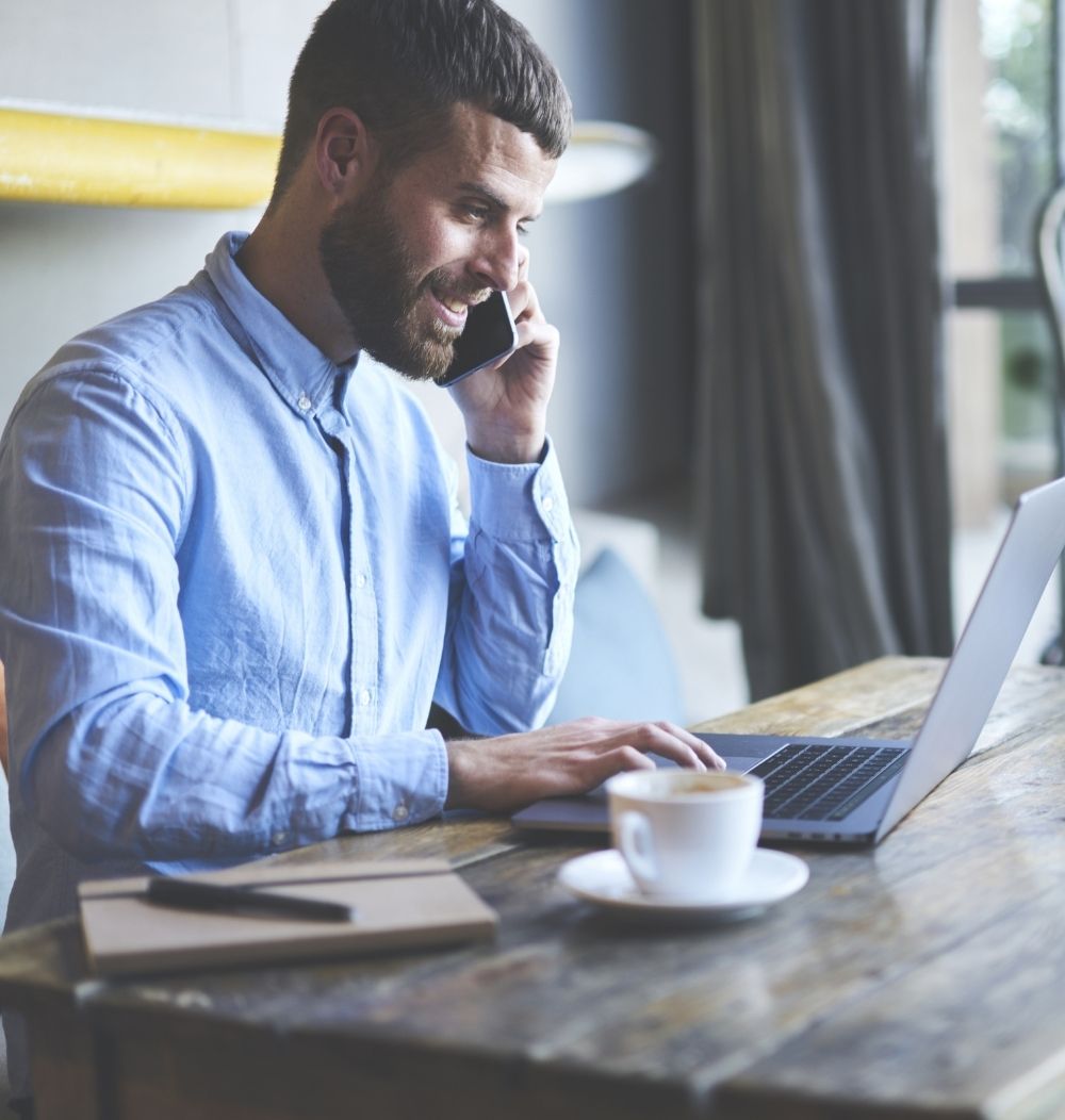 A business person using business online banking services.